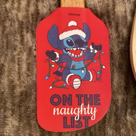 Disney Lilo & Stitch Christmas Holiday Winter Silicon Spatula & Wooden Spoon Set - Picture 2 of 3